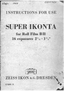 Zeiss Ikon Super Ikonta 1 manual. Camera Instructions.